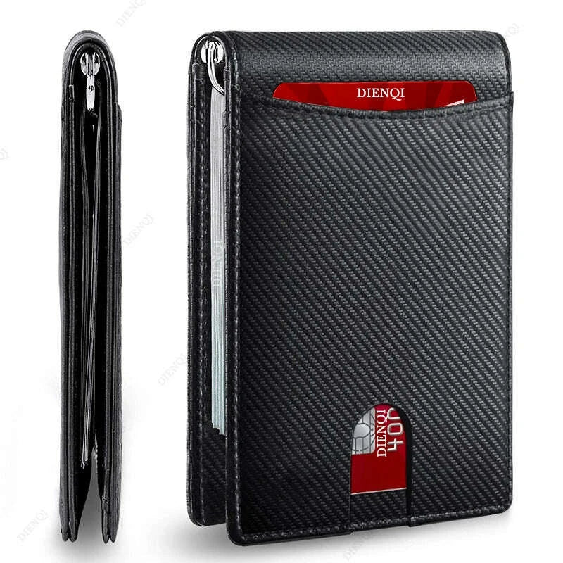 KIMLUD, Metal Money Clip Wallet RFID Blocking Slim Card Holder Money Bag Credit Cardholder Carbon Fiber Bifold Smart Wallet for Men, KIMLUD Womens Clothes