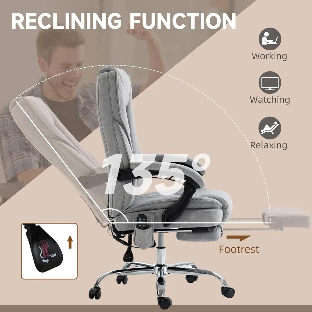 KIMLUD, Heated Vibration Massage Reclining Swivel Desk Chair with 6 Points and Adjustable Features for Comfortable Computer Use, KIMLUD Womens Clothes