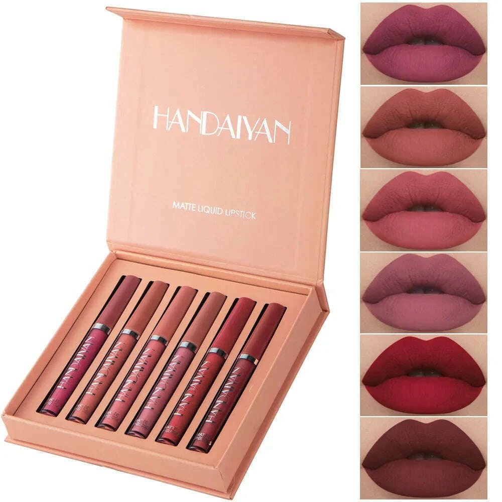 handaiyan-6pcs-liquid-velvet-matte-lip-gloss-red-lipstick-nude-makeup-women-long-lasting-waterproof-beauty-cosmetics-kimlud-kimlud-33915057