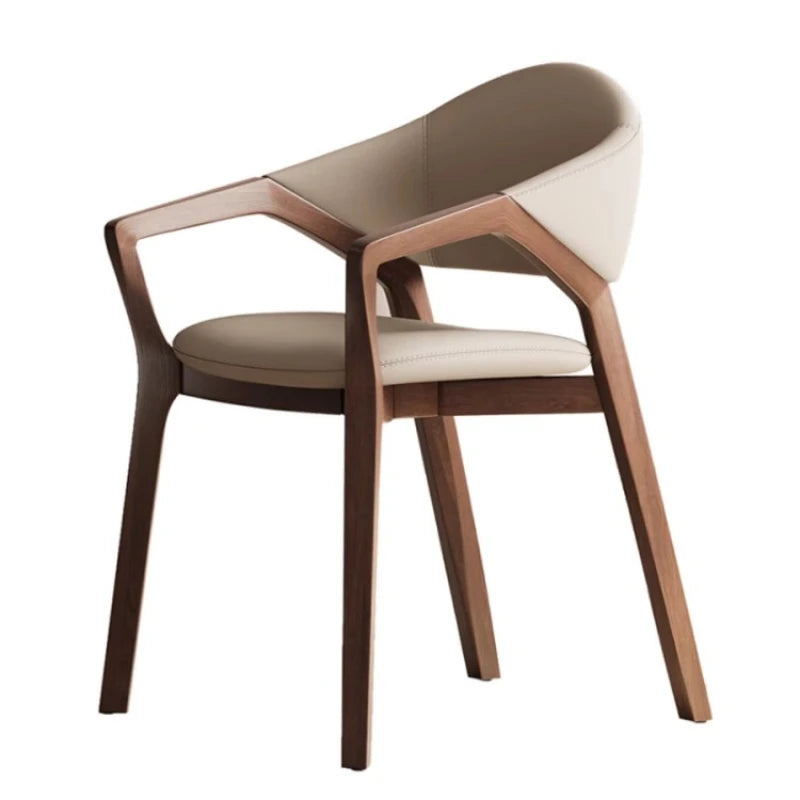 Nordic Chair Ivory Leather On Walnut Wood — Ivory | KIMLUD