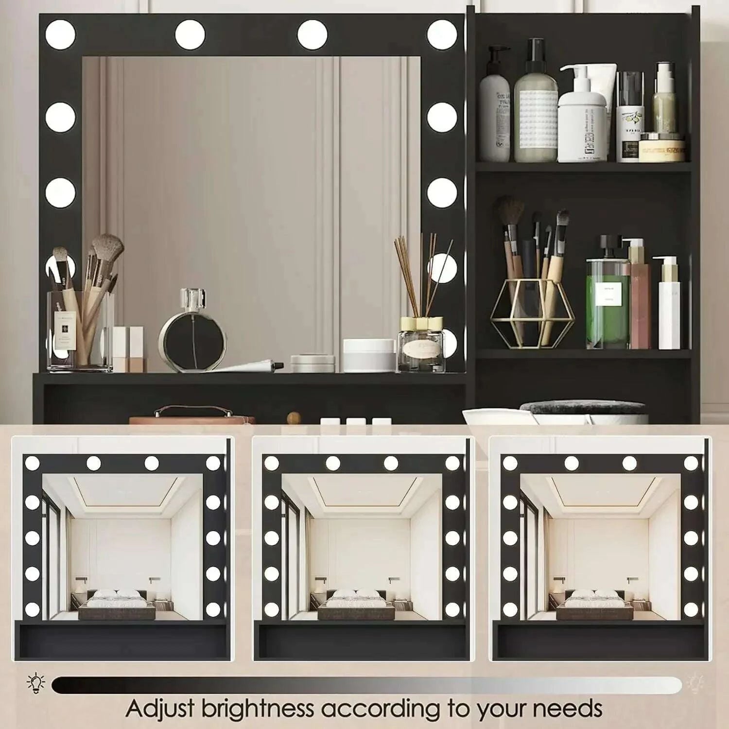 vanity-desk-with-mirror-light-large-drawer-three-level-storage-dresser-bedroom-dressing-table-black-with-stoolkimlud-womens-fashion-34600016
