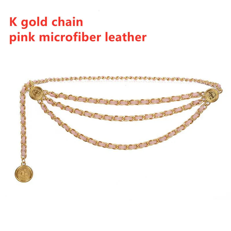 Metal Tassel Chain Waist Belt Retro Pendant Decoration — Gold-Tone | KIMLUD
