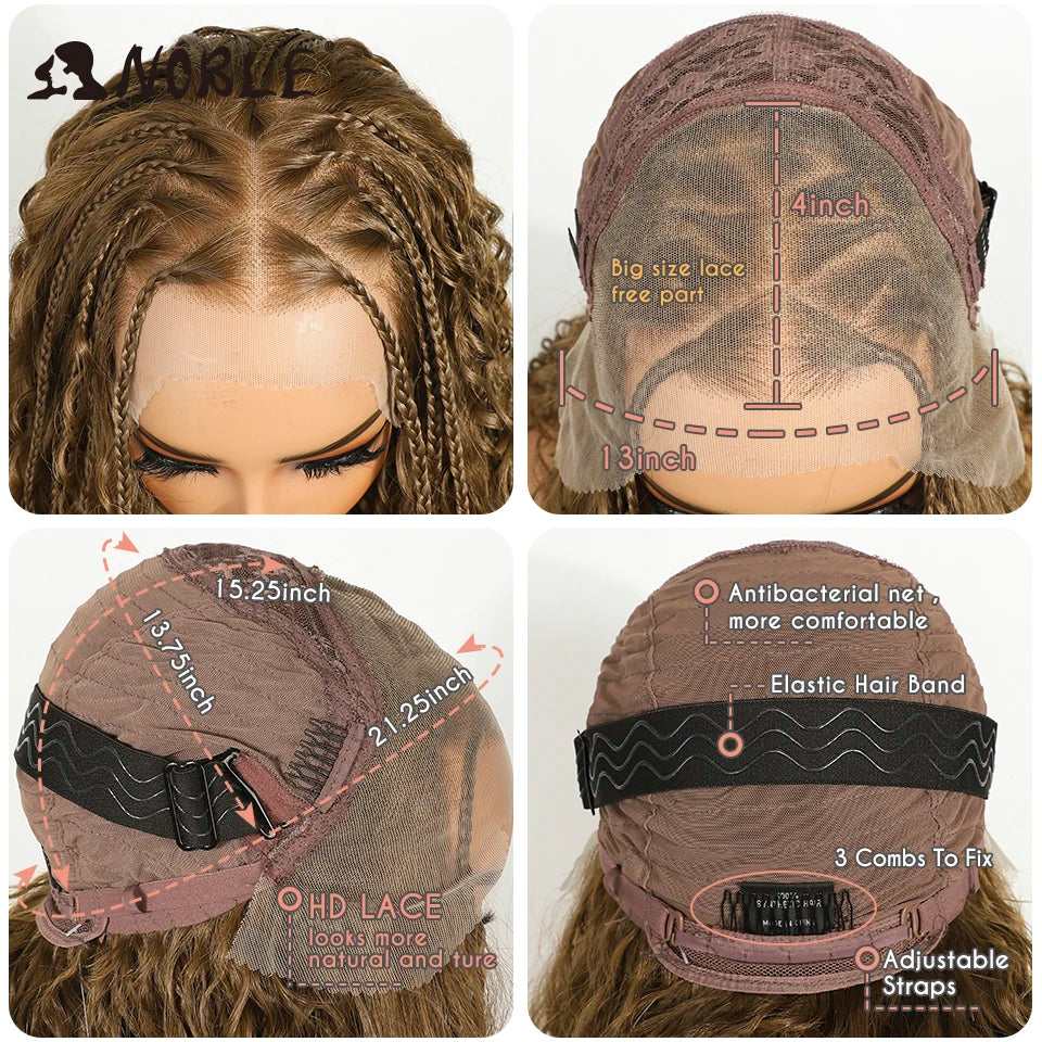 Box Braided Lace Wig - Twist Braided Style - Swiss Lace - Medium Brown | KIMLUD