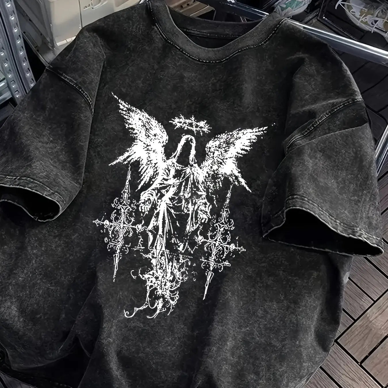 Men's T-Shirt – Gothic Style – Cotton – Loose Fitting | KIMLUD