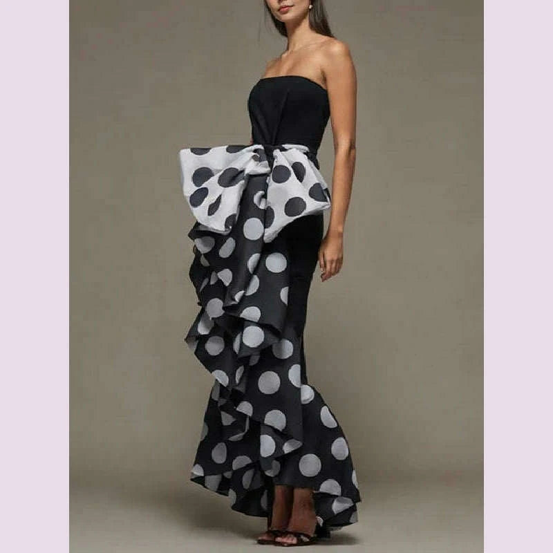 yeezzi-women-british-style-polka-dot-bow-embellished-pleated-strapless-dress-2024-summer-sleeveless-elegant-evening-dresses-kimlud-kimlud-33911917
