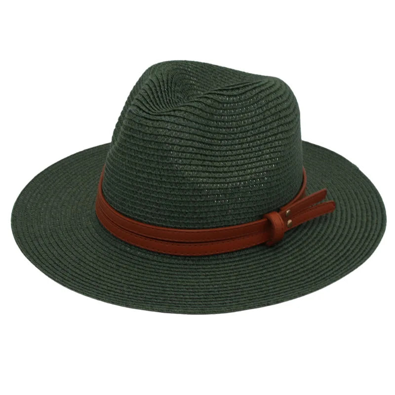 Straw Panama Sun Hat Grass-Knitted Breathable — Natural | KIMLUD