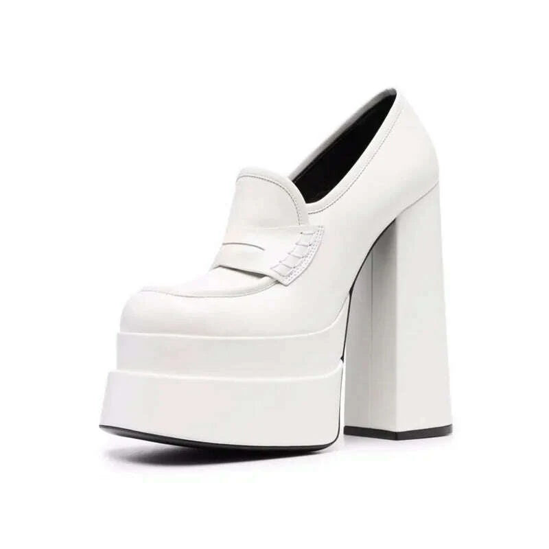 KIMLUD, Fashion Chunky Platform Thick Heel Mary Janes Large Size Women Round Toe Casual Pumps Designer Increasing Part Shoes Mujer Hot, KIMLUD Womens Clothes