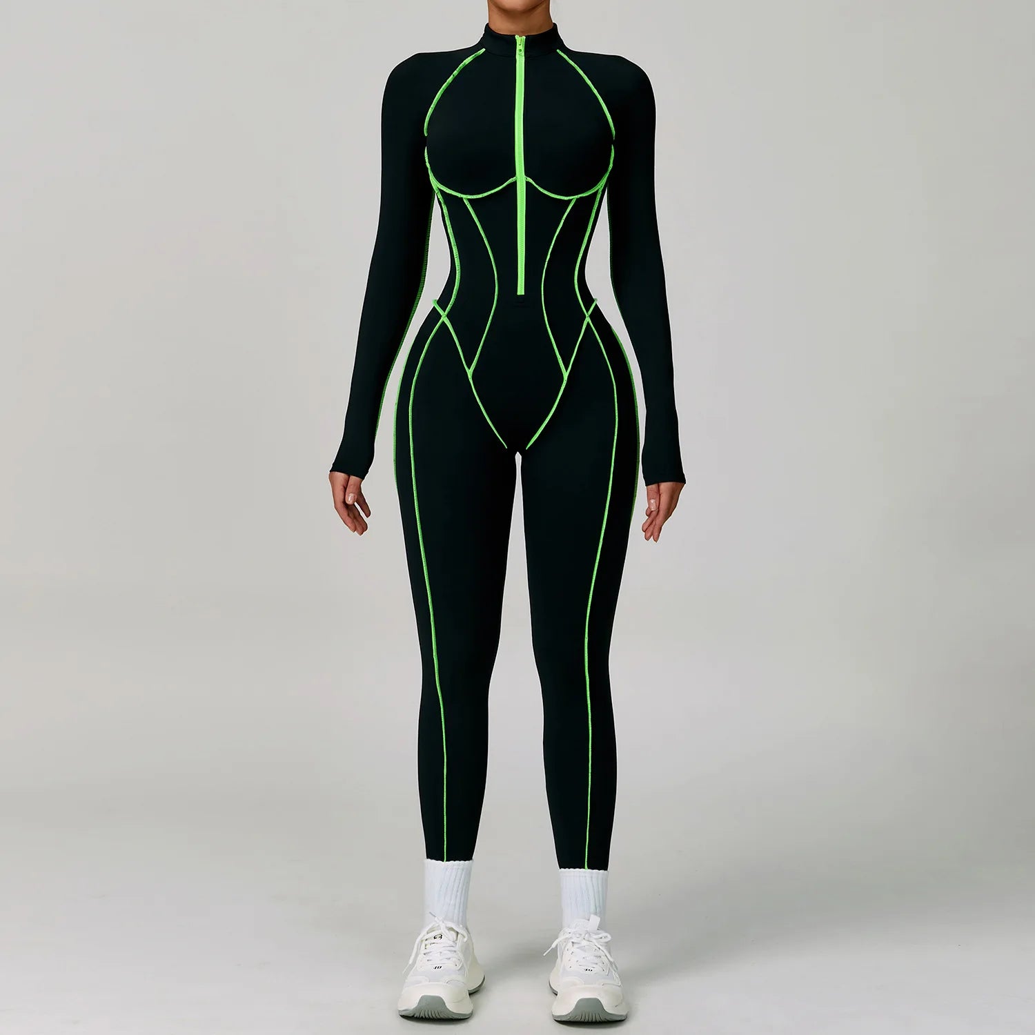 Yoga Bodysuits Women  Breathable Workout Sets Gym Clothes Push Up Fitness Running Sportwear Sexy Zipper Leggings Suit
