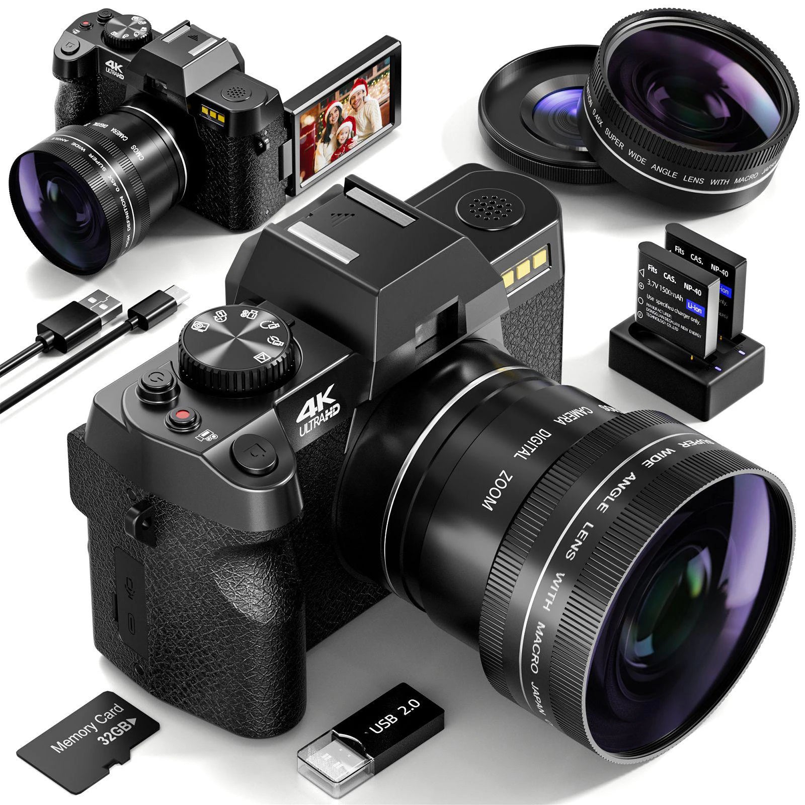 NBD 48MP Digital Cameras for Photography with WiFi & App Control,4K Autofocus Vlogging Camera , Anti-Shake, Dual Batteries