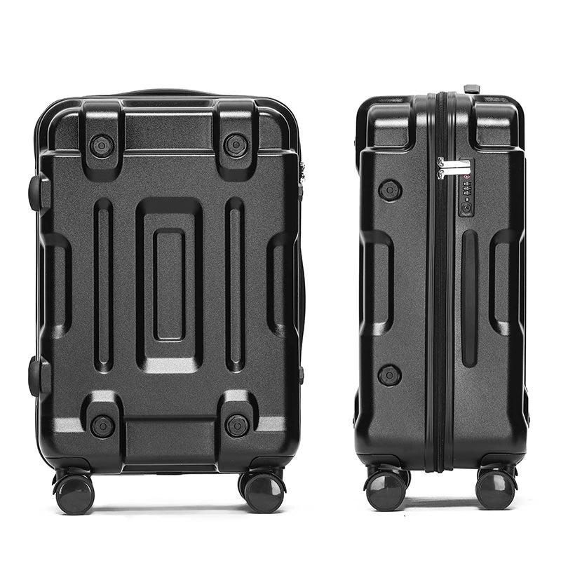 Aluminum Frame Solid Luggage With Wheels — Silver | KIMLUD