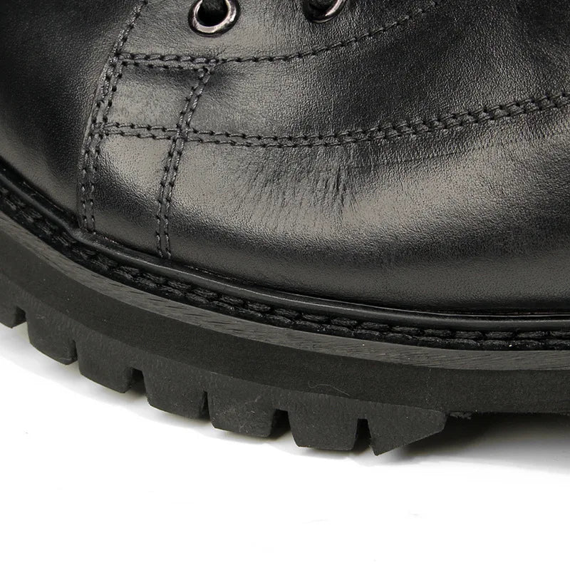 Goodyear-Welted Motorcycle Boots Rugged Heritage — Vintage Oil | KIMLUD