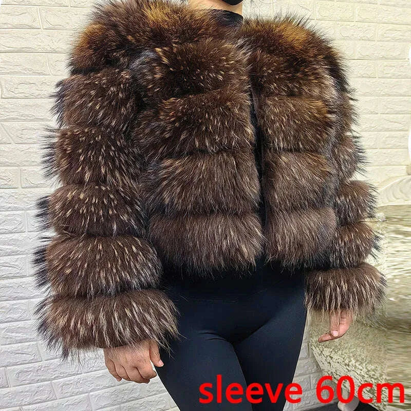 KIMLUD, MAOMAOKONG Super Hot Winter Women Luxury Thick Real Raccoon Fur Coat Natural Fox Fur Jacket Plus Size Furry Jackets Female Vest, KIMLUD Womens Clothes