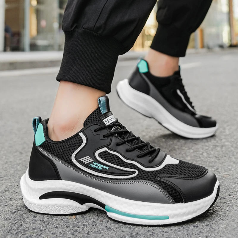 Men Running Shoes – Breathable Mesh Platform – Lace-Up | KIMLUD