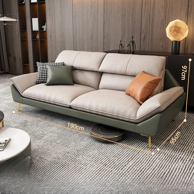 Sculpted Modular Solid Fabric Sofas — Beige | KIMLUD