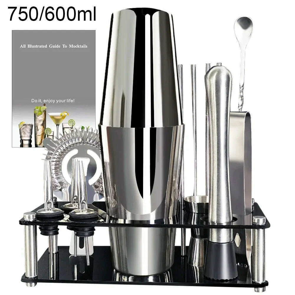 13-piece-750ml-600ml-cocktail-shaker-set-stainless-steel-bar-tools-with-black-stand-750ml-shaker-jigger-spoon-pourerskimlud-womens-fashion-34613431