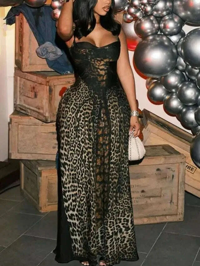 KIMLUD, Autumn New Sle Women's Dr Leopard Print Bal Belted Summer Casual Sport Suit Seven Sve Length ZV68, KIMLUD Womens Clothes