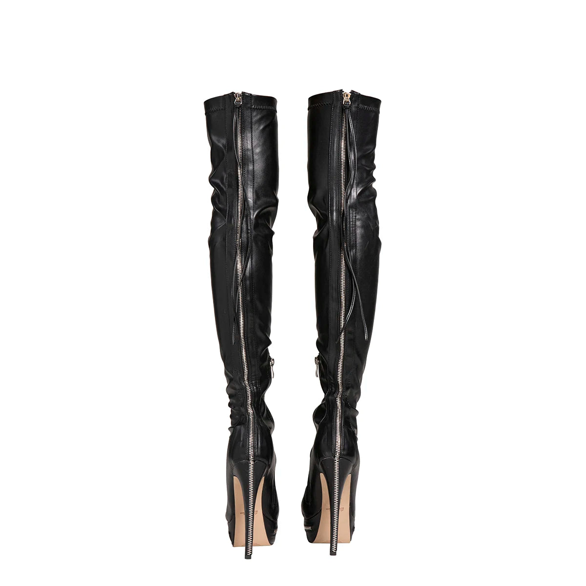 Sexy Women Elegant Pointed Toe Over The Knee High Boots Slim Stiletto Heels Platform Zipper Thigh High Party Evening Dress Shoes