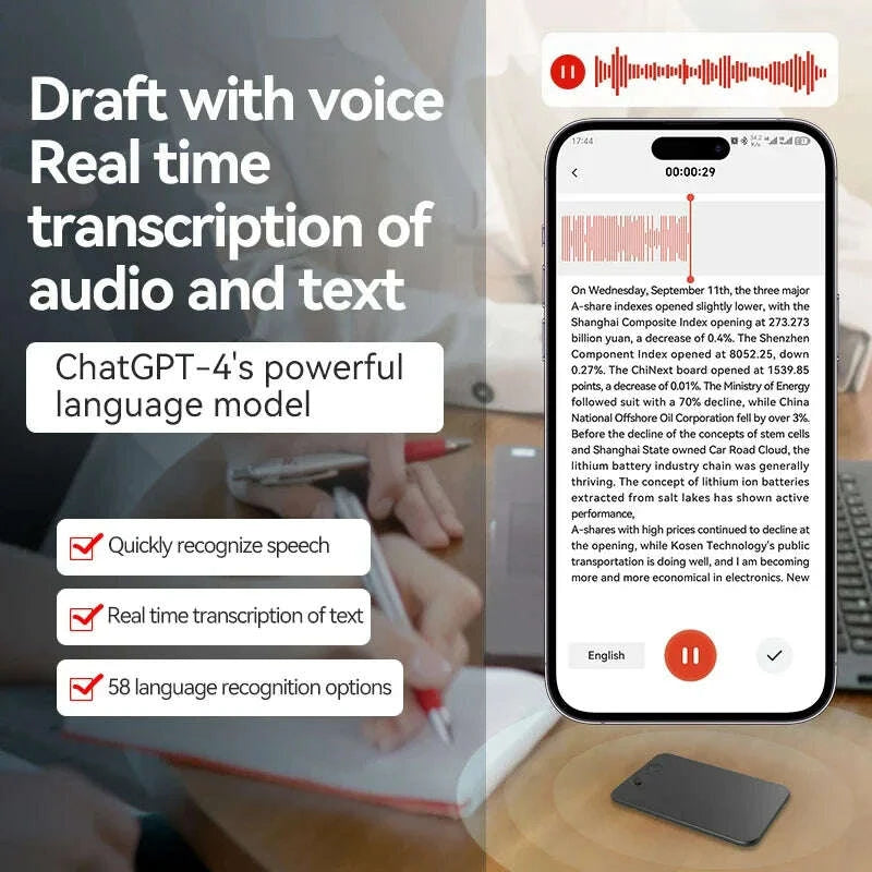 KIMLUD, 8-128GB AI ChatGPT-4 Intelligent Voice Recorder Audio App Phone Call Record Transcribe Summarize Voice to text conversion Device, KIMLUD Womens Clothes