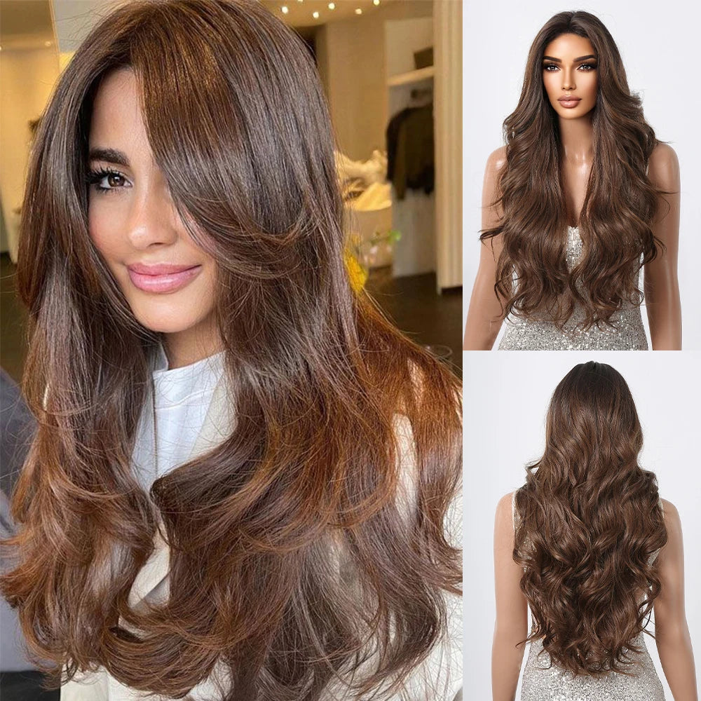 Long Body Wave Blonde Wigs Transparent Lace Frontal Synthetic Wig Middle Part Hair Light Golden Wig for White Women Dairly Party