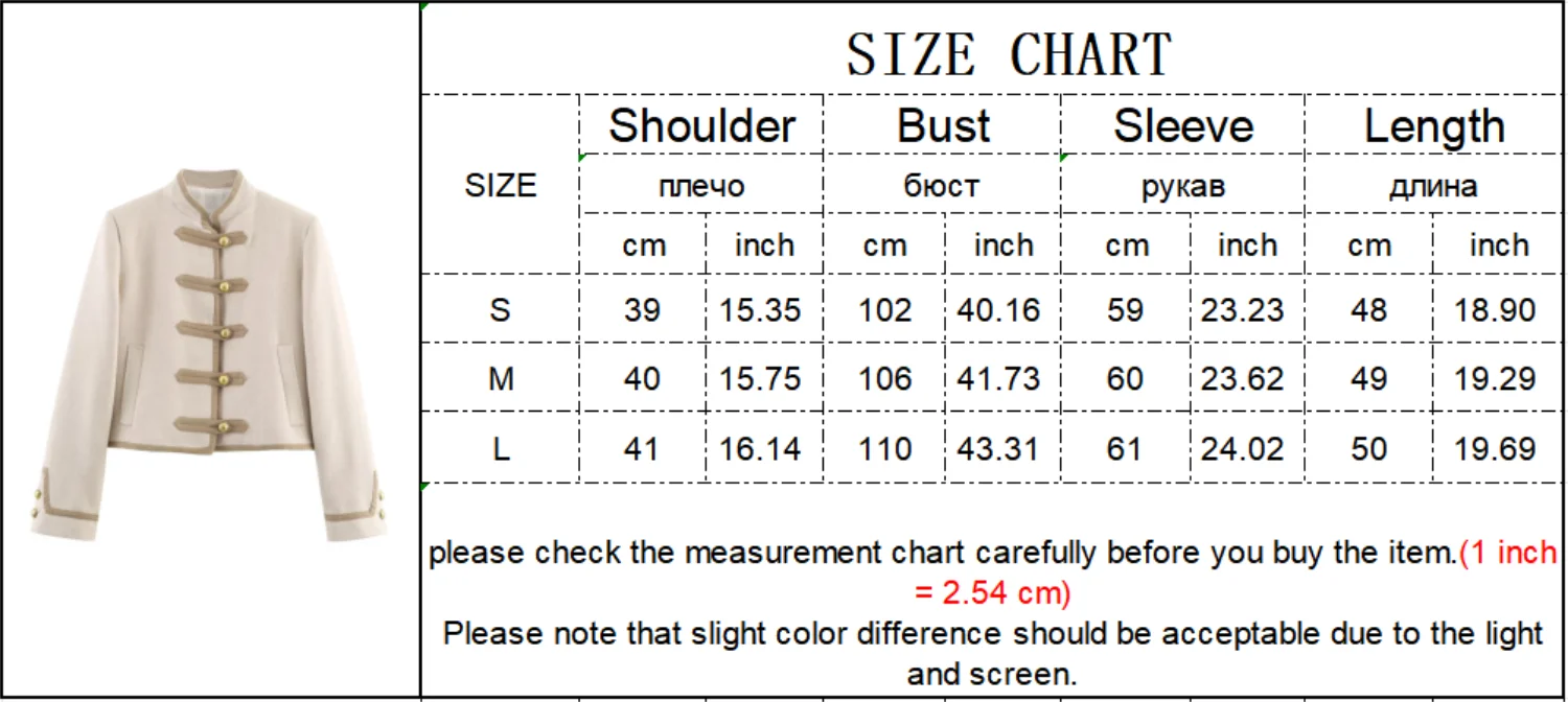 TFMLN Vintage Button Jacket For Women Stand Collar Autumn New Slim Casual Shoulder Pad Outerwear Ladies Short Coat 2025