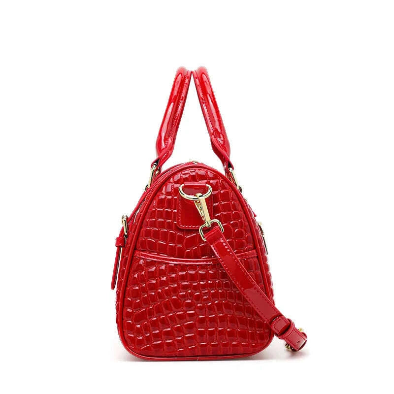 KIMLUD, Leather handbag for women - new style, elegant Boston-style women's bag, lady's large capacity shoulder bag for moms, KIMLUD Womens Clothes