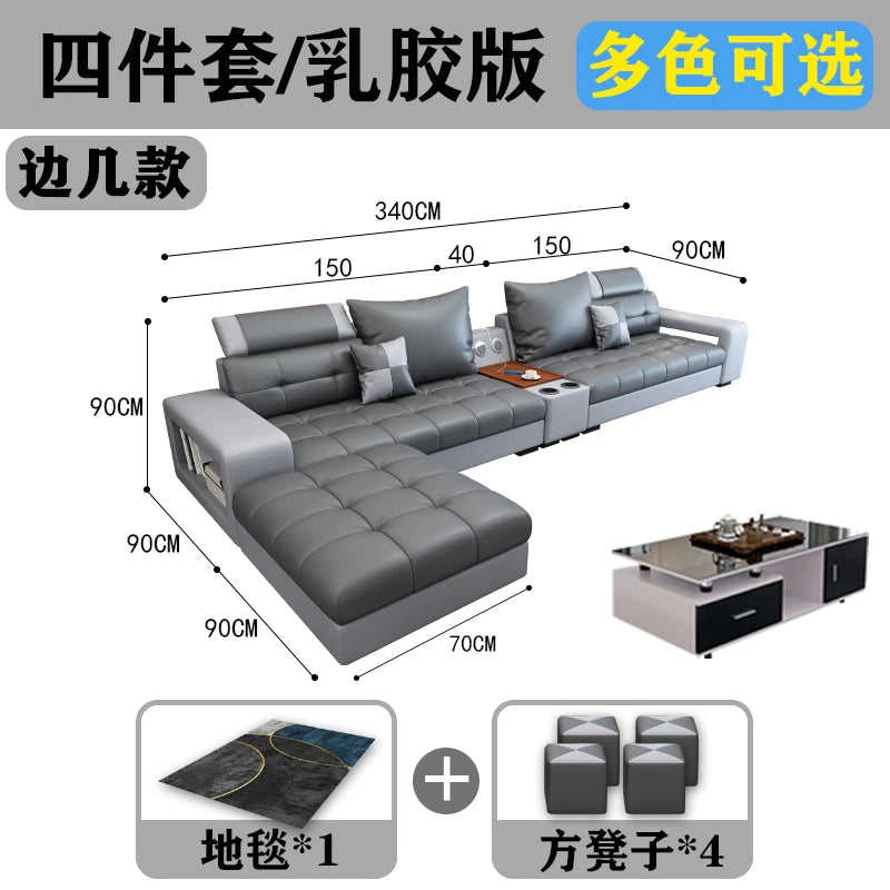 Latex Nano Three-Proof Fabric Sofa Modern Living Room — Slate Grey | KIMLUD