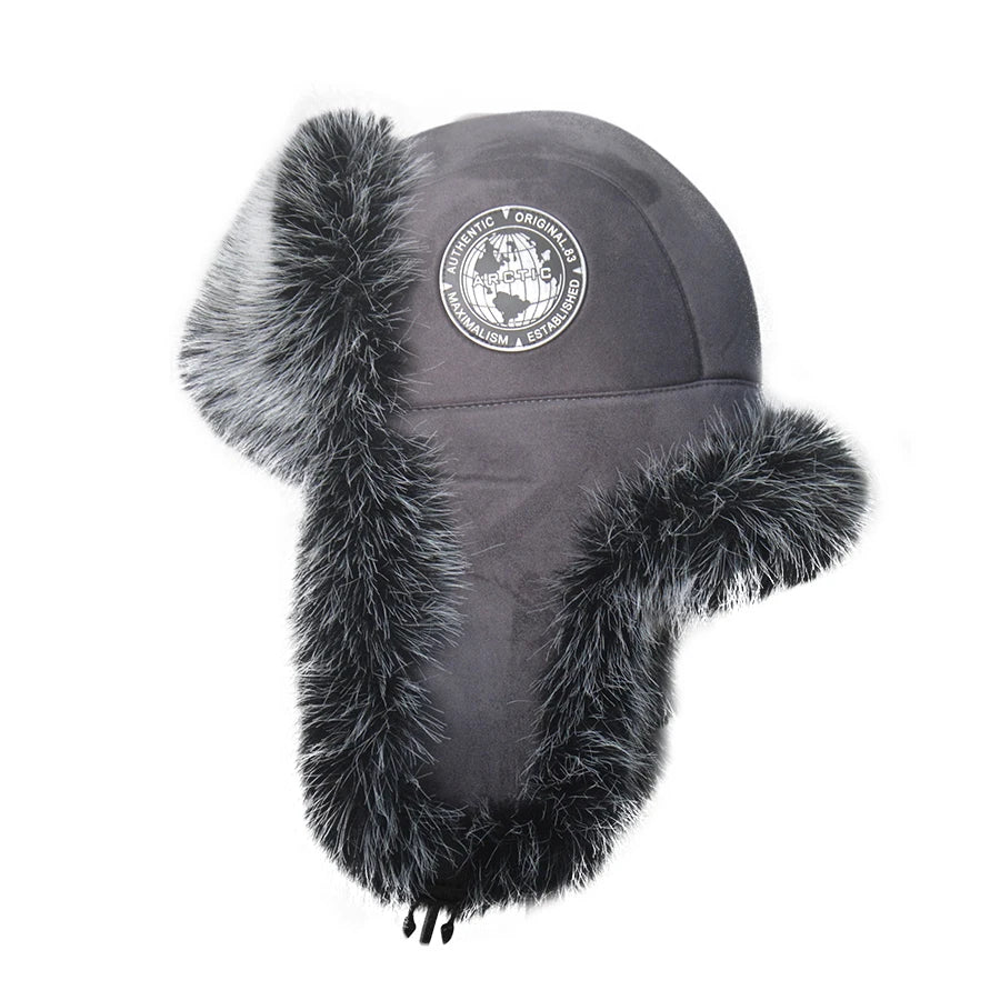 2025 New Men's 100% Natural Fake Fox Fur Bomber Hats Winter Russian Man Warm Faux Fox Fur Hat Male Fake Fur Caps