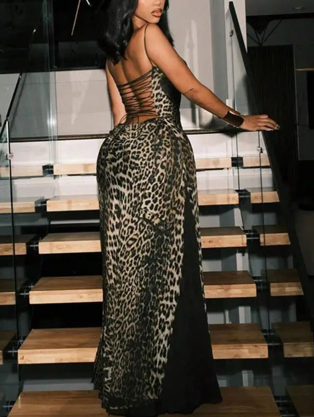 Autumn New Sle Women's Dr Leopard Print Bal Belted Summer Casual Sport Suit Seven Sve Length ZV68