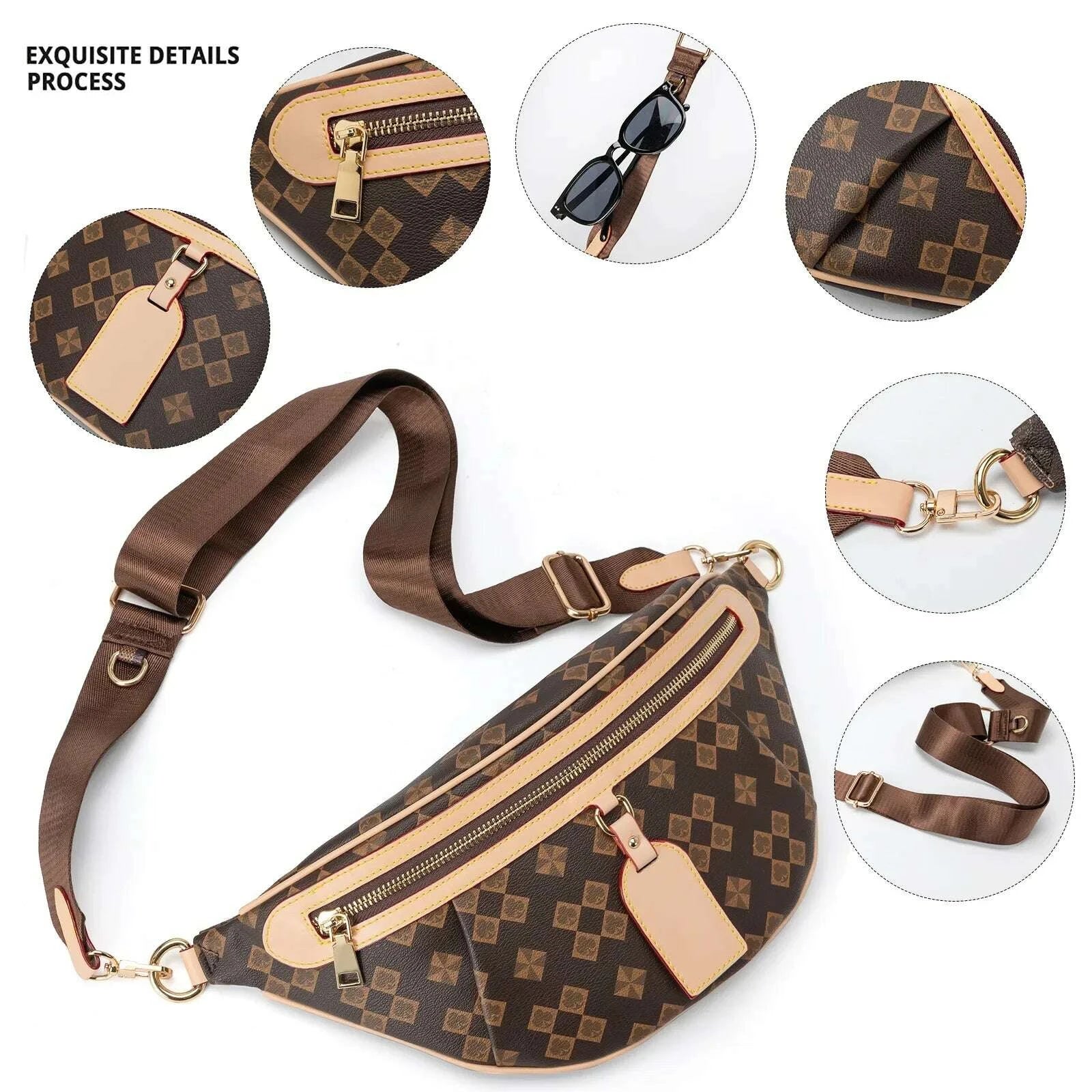 KIMLUD, Vintage Four-Leaf Clover Windmill Diamond Pattern Women's Crossbody Chest Bag Outdoor Sports Travel Cycling Sling Bag, KIMLUD Womens Clothes