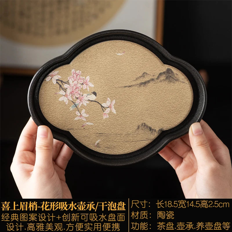 Ceramic Tea Tray Small Minimalist Rectangular — Ivory | KIMLUD