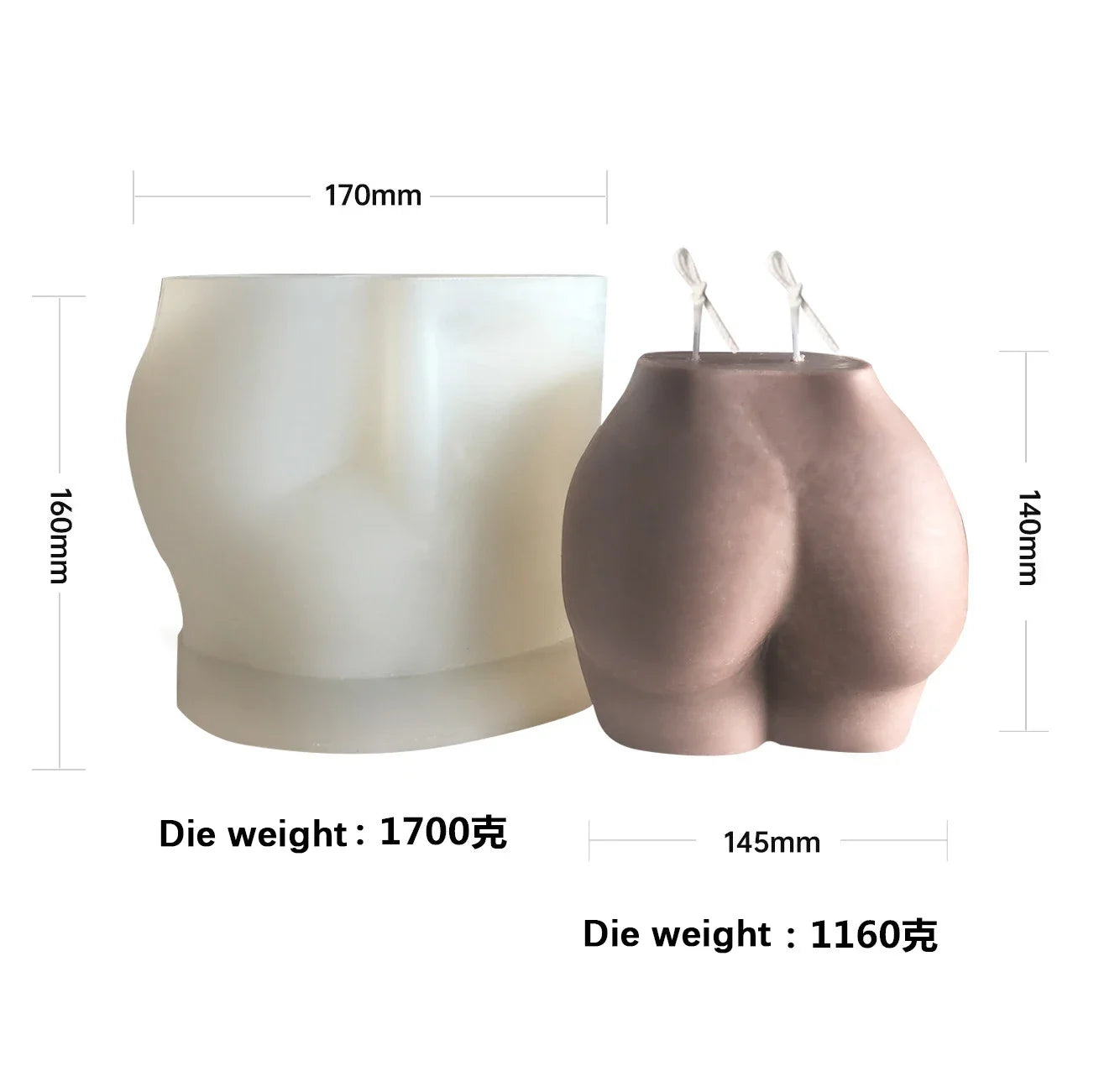 KIMLUD, 3D Large Hip Candle Mold Plump Ass Torso Candle Silicone Mold Buttock Scented Candle Aromatherapy Women Chest Soap Plaster Mould, KIMLUD Womens Clothes