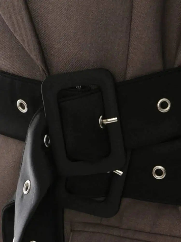 DEAT Fashion Women's Blazer Notched Collar Double Sashes Deconstructive Back Button Loose Suit Jacket Autumn 2025 New 1DH7481