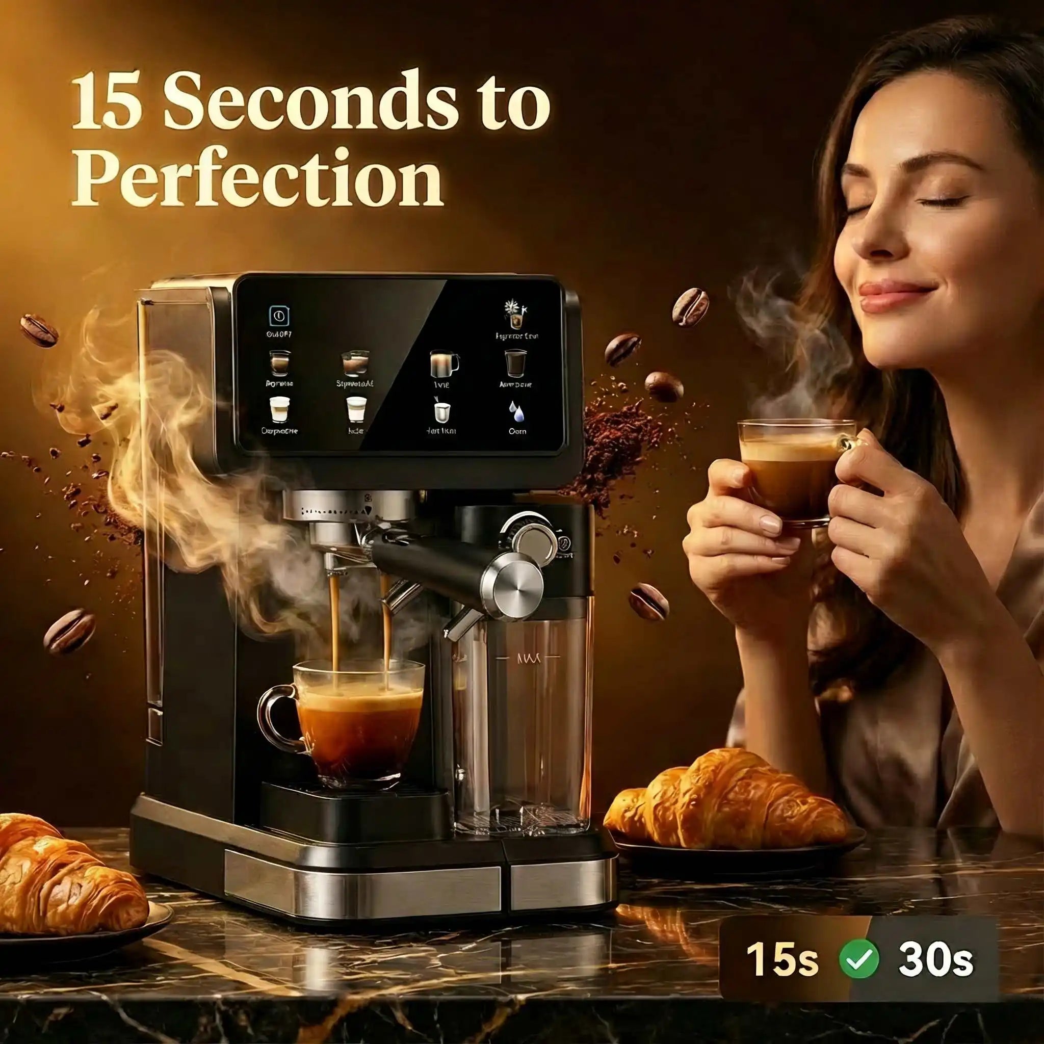 Automatic Espresso Coffee Machine - 20 Bar Milk Frother - KIMLUD