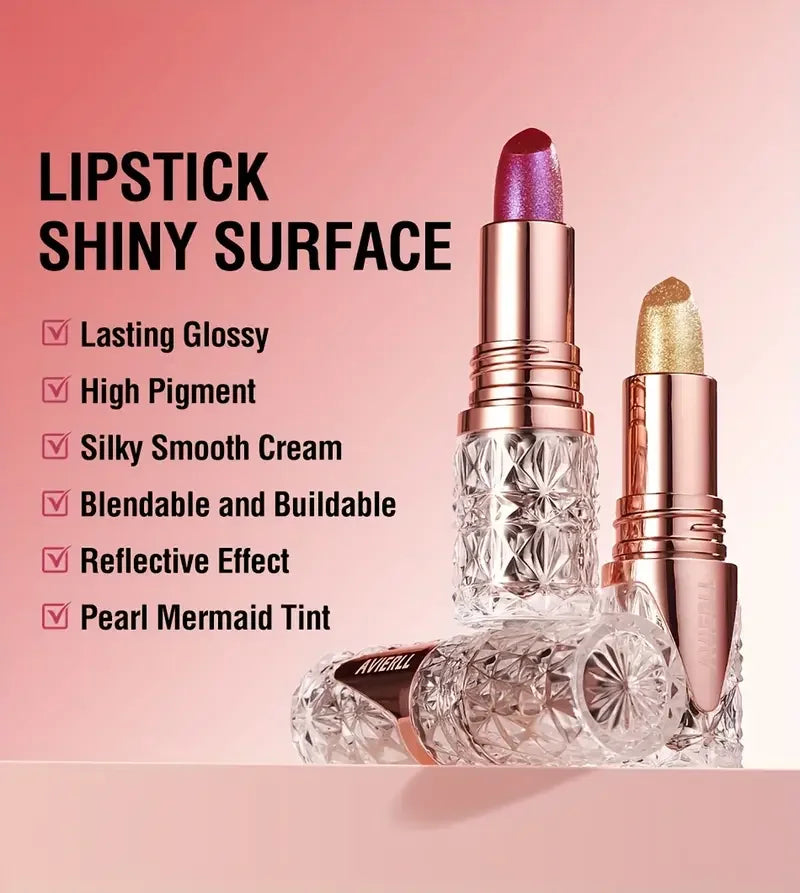 Fine Glitter lipstick, quicksand gold lipstick, moisturizing silky mermaid girl pink, long-lasting waterproof, grapefruit orange