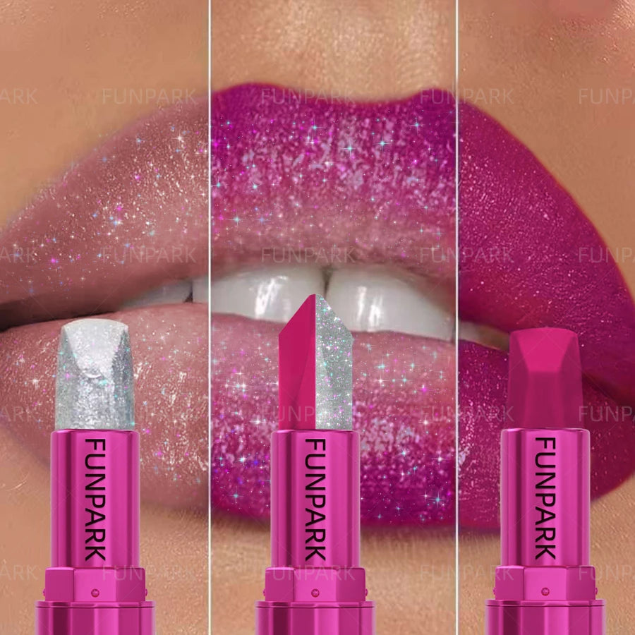 1PC Sexy Glitter Two-tone Lipstick Matte Lipsticks Cosmetics Easy to use Lip Tint Makeup Lip Rose Red High Pigment Lip Glaze