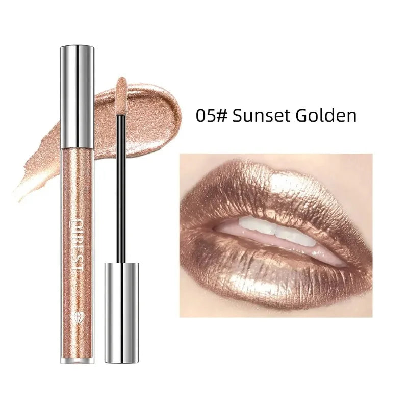 Diamond Liquid Lipstick Moisturizing Long-Lasting Makeup Mirror Gloss Sparkling Pink Lip Glaze Non Stick Cup Lip Gloss Cosmetics