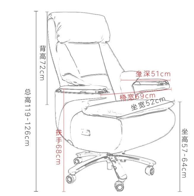 PU Leather Office Chair Ergonomic Reclining — Grey | KIMLUD