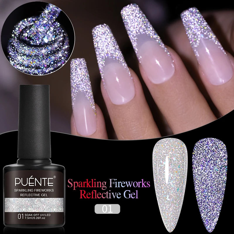 Reflective Glitter Gel Nail Polish Multidimensional Holographic Sparkle, UV-Curable Finish — Pink Lilac | KIMLUD
