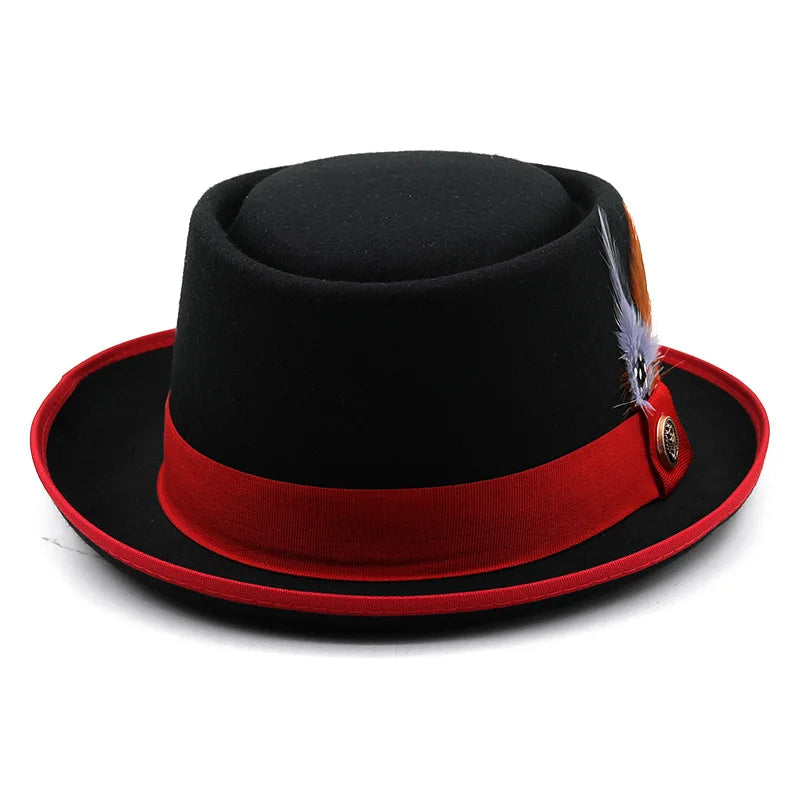 Pork Pie Hat Deluxe Hats Polyester — Black | KIMLUD