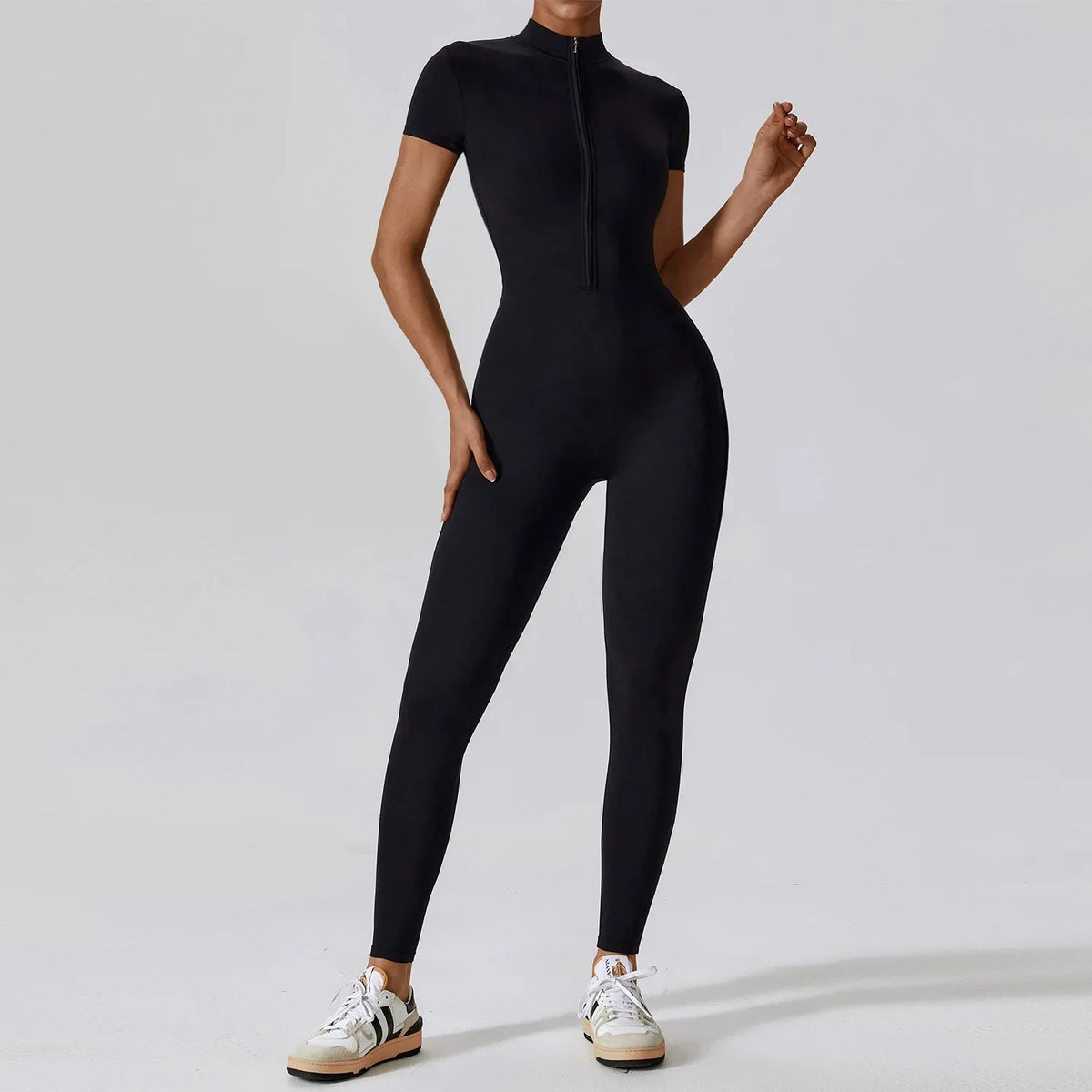 Yoga Jumpsuit – Seamless Zipper – Polyester Long Sleeve | KIMLUD