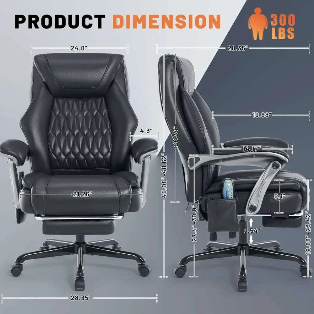 KIMLUD, Reclining Office Chair with Massage & Heat & Footrest, 6-Point Vibrations, Ergonomic Executive Computer Desk Chair with Padded S, KIMLUD Womens Clothes