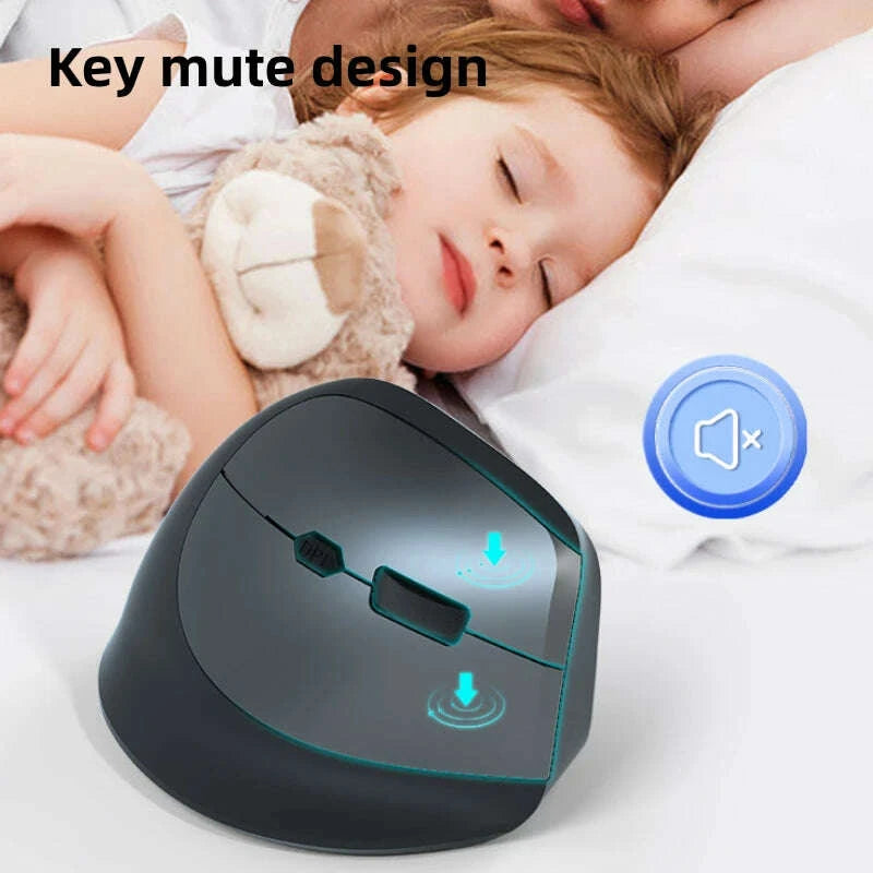 KIMLUD, Vertical Mouse Ergonomic 2.4G Bluetooth 5.2 Mice Wireless Optical Mice Adjustable 1600DPI 6 Buttons for Laptop Computer Desktop, KIMLUD Womens Clothes