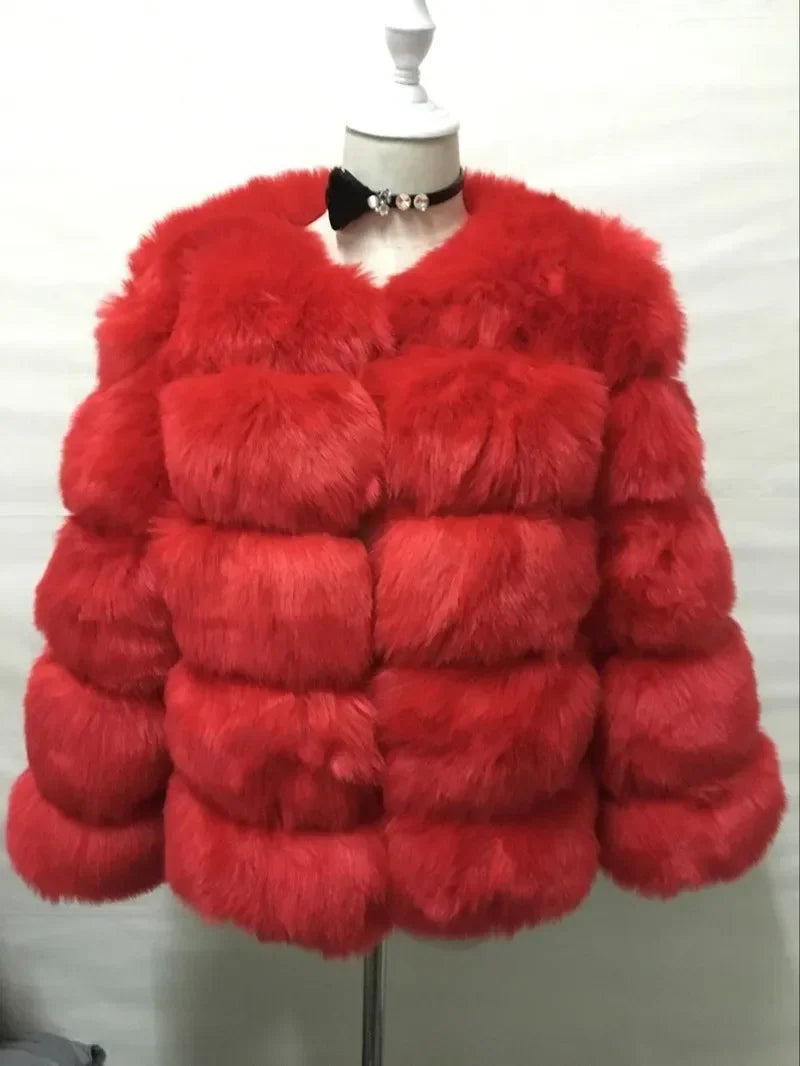 Faux Fur Coats Women Short Coat Jackets Elegant Jacket Autumn Winter Y2k Furry Outerwear Mom Splice Thick Warm Coffe Coats