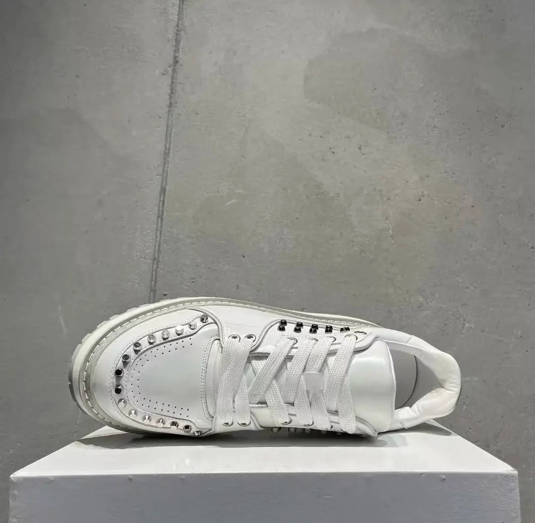 Men's Sneakers – Height Increasing – Leather – White | KIMLUD