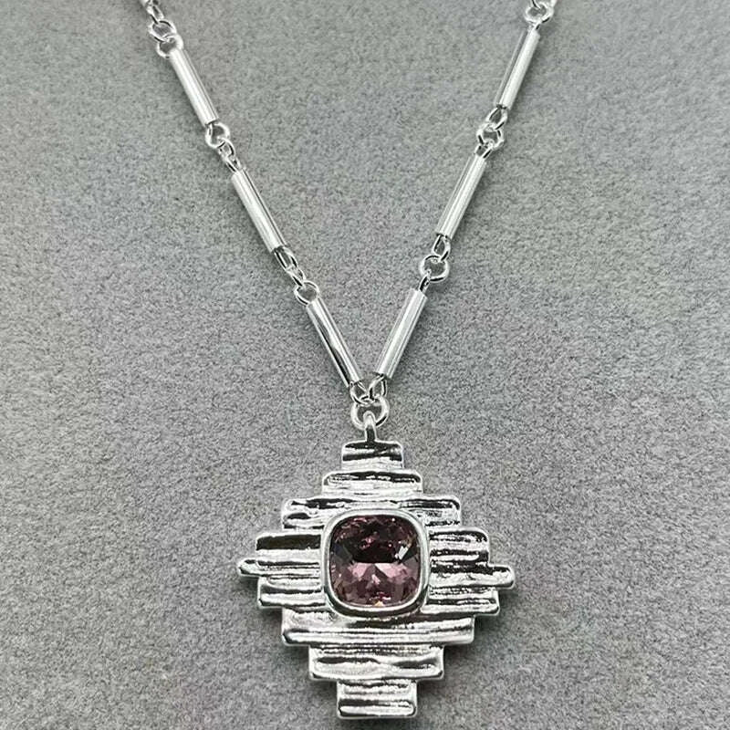 KIMLUD, 2025 Summer New Bestseller Shiny and Beautiful Blue Crystal Necklace, Women's Jewelry Gift, KIMLUD Womens Clothes