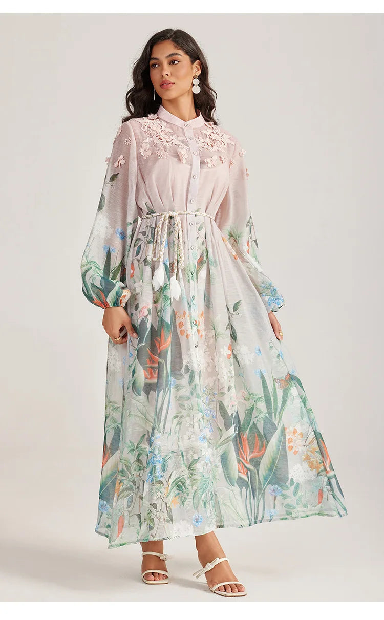 Sle Long Sve Embroidered Dr Stand Collar Tee Dimensional Holiday Faion Low Waist Thi Winter Street Sle