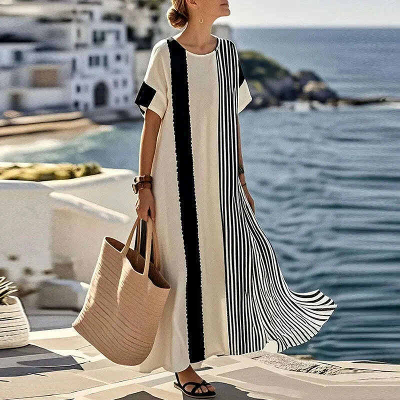 spring-elegant-crew-neck-holiday-beach-dress-woman-chic-contrast-color-patchwork-long-dress-summer-short-sleeve-split-boho-dresskimlud-womens-fashion-34615427