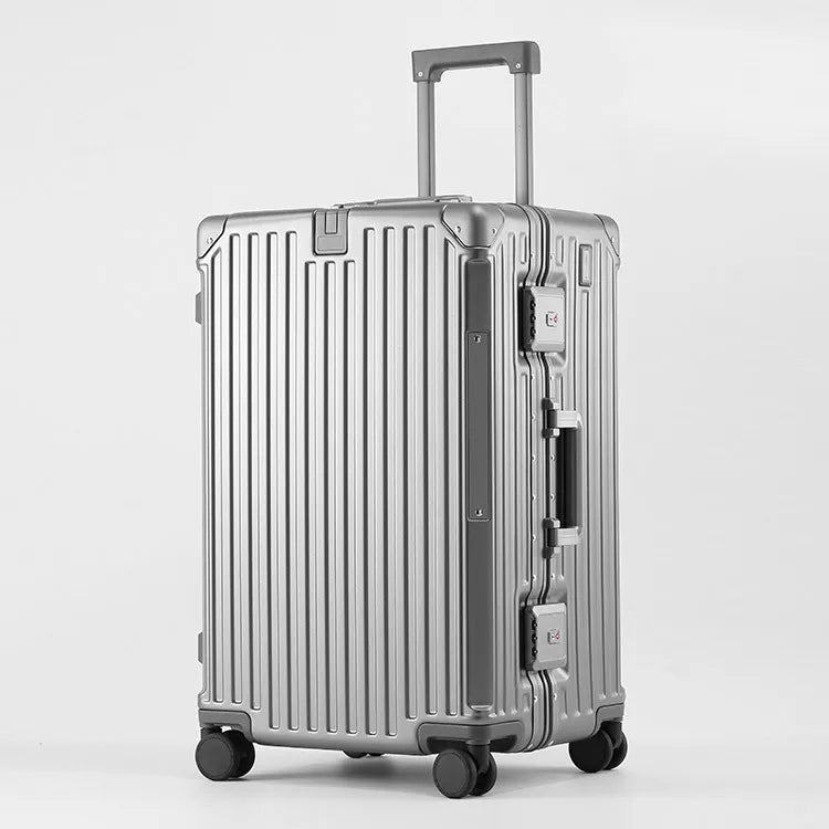 Aluminum Frame Suitcase With USB Cup Holder — Blue | KIMLUD