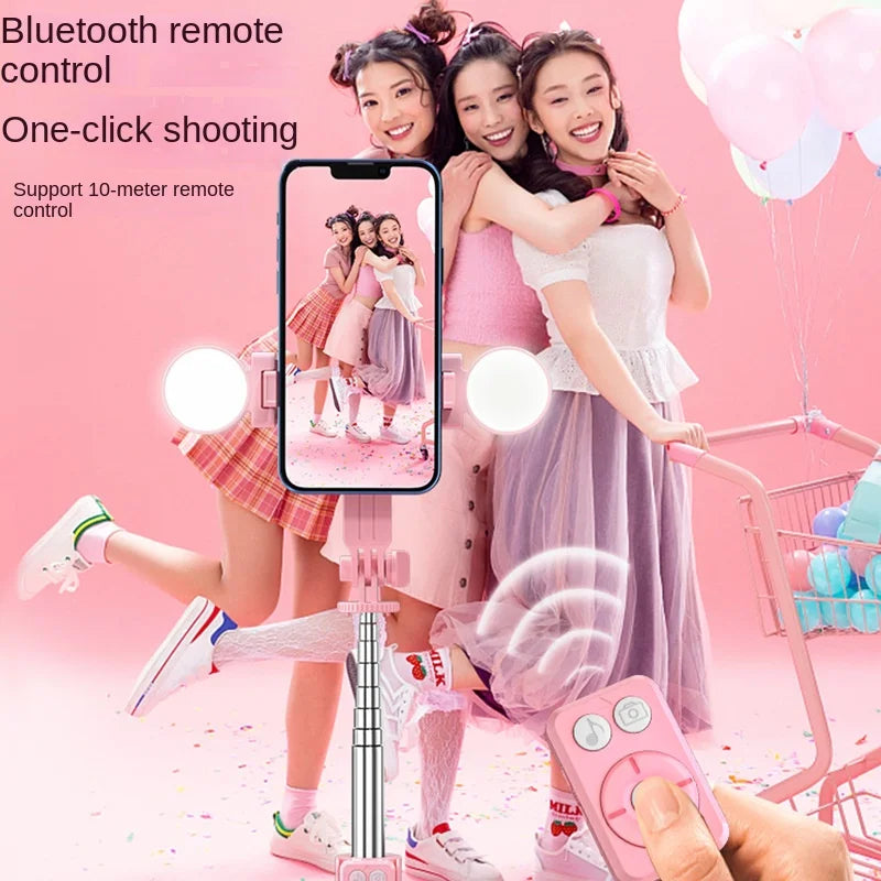 Mobile Phone Selfie Stick Wireless Remote Control Bluetooth With Double Light Live Broadcast Tripod All-in-one Fill Light