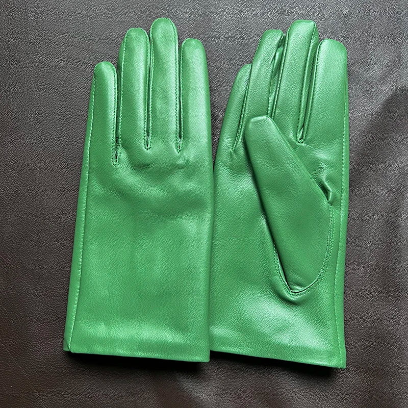 Leather Gloves Genuine Lambskin Short Black | KIMLUD